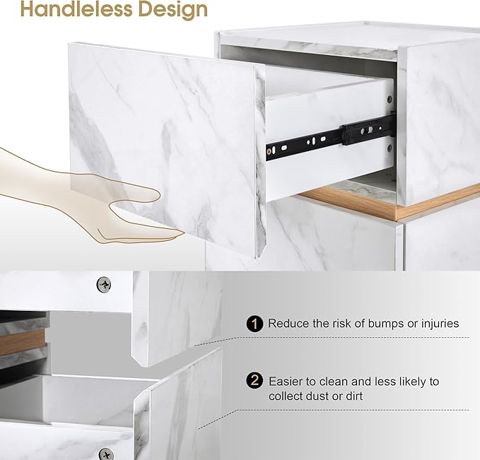 BarberPub Marble Patterned Salon SPA Cabinet, Storage Barber Organizer with 4 Drawers, Multi-Functional Large-Capacity Station for Home & Office 2037 (White)