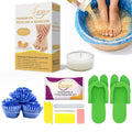 Deluxe 6 Step Pedicure Kit with Massage Oil Candle, Epsom Salt, Callus Remover Gel, Collagen Mask & Shea Butter Lotion + Disposable Pedicure Kit, Liner & Slippers (30 Sets, Milk & Honey)
