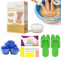 Deluxe 6 Step Pedicure Kit with Massage Oil Candle, Epsom Salt, Callus Remover Gel, Collagen Mask & Shea Butter Lotion + Disposable Pedicure Kit, Liner & Slippers (20 Sets, Milk & Honey)