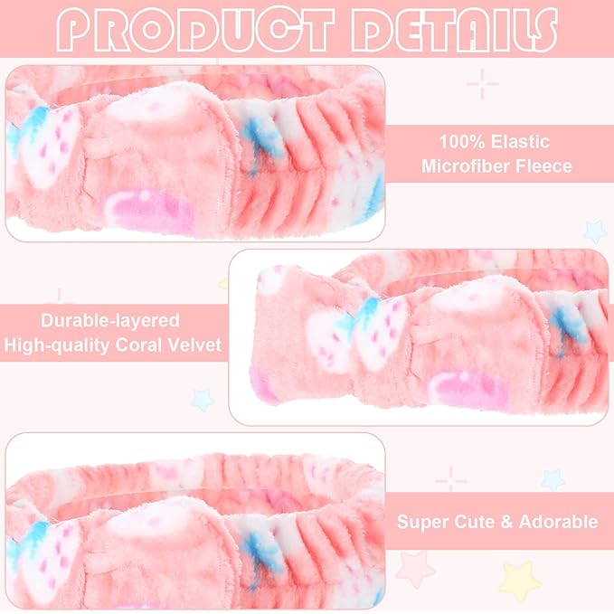 Yinder 40 Pack Bow Spa Headband Coral Fleece Makeup Headband Soft Face Wash Headbands Cosmetic Skin Care Headbands Facial Head Wraps Cute Bow Head Bands for Women Girls Shower Supplies(Various Style)