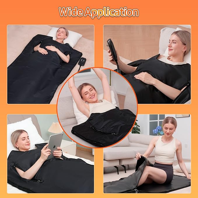 Infrared Sauna Blanket for Home: Extra Large Portable Sauna Blanket withFull Body Detox Wrap & Deep Heat Relaxation - Adjustable 86-176°F Far Infrared Therapy 20-60 Min Timer 74.8 x 35.5Inch