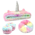 my novel things Face Wash Headband Set With Wrist Bands and Hair Scrunchie - Cute Rainbow Elastic Spa Hair Bands for Washing Face, Makeup, Skincare
