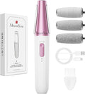 MelodySusie Electric Callus Remover for Feet, PC800G IPX7 Waterproof Rechargeable Pedicure Tool with LED Light & 3 Grits Roller Heads & Adjustable Speeds, for Dead Skin & Cracked Heel, White Rose