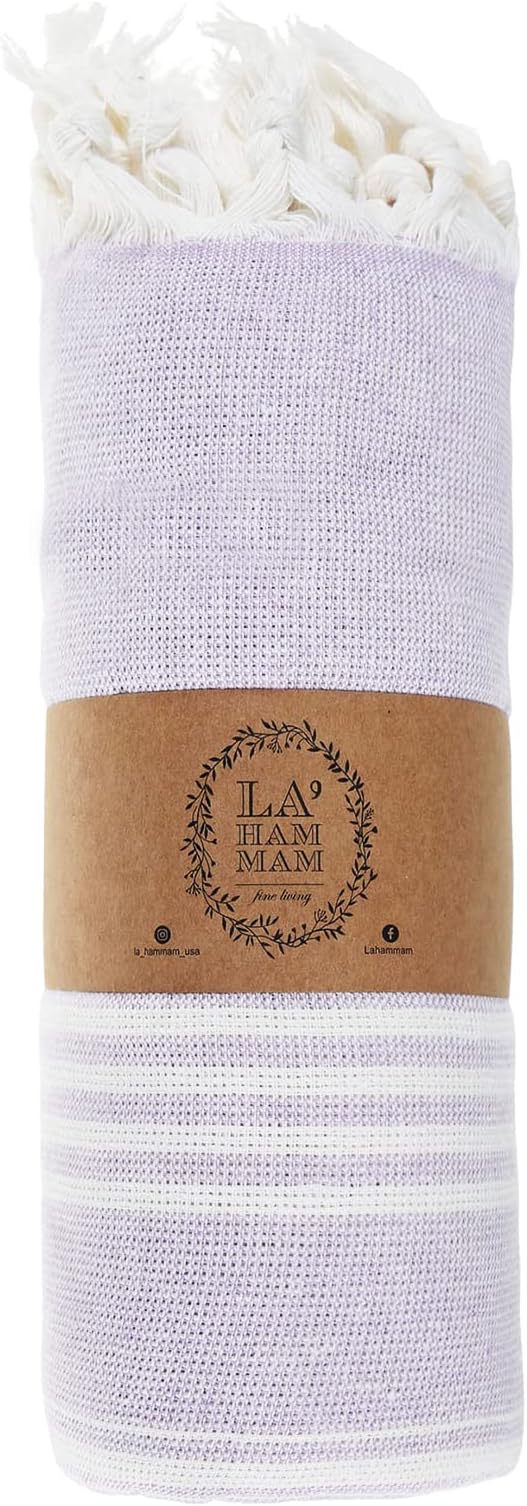 Beach Towel | Cotton Beach Towels, Easy to Carry, Sand Free, Highly Absorbent, Quick Dry, Turkish Towels for Travel Camping Bath Sauna Beach Gym Fitness Pool Yoga SPA by Lahammam, Asena, Lilac