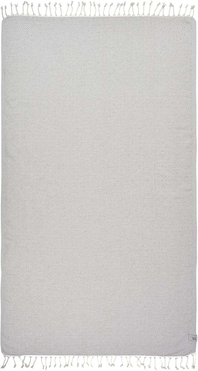 Personalized embroidered Beach Towel | Throw Blanket, Easy to Carry, Sand Free, Highly Absorbent, Quick Dry, Turkish Towels for Camping Bath Sauna Beach Gym Pool Yoga SPA by Lahammam, Malta, Gray