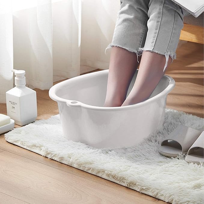 AXLOFO® Foot Soaking Bath Basin, Large Plastic Foot Soaking Tub, Feet Massage Feet Bath Bucket, Great for Getting the Dead/Old Skin Off Your Foots (whitebasin)