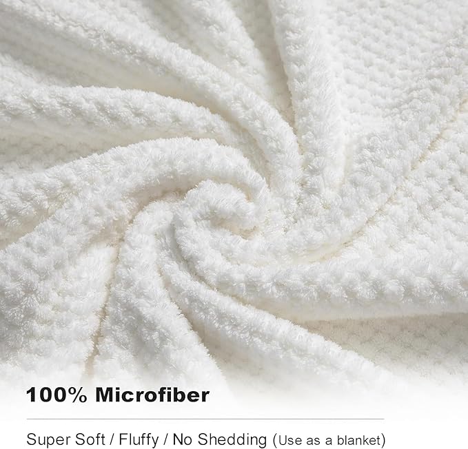 Smuge 8pcs Bath Towel Set, 2 Extra Large Bath Towel Sheets, 2 Hand Towels and 4 Washcloths- Highly Absorbent Microfiber,Ultra Soft Towel Set for Bathroom,Waffle Weave Design, Pack of 8 (White)