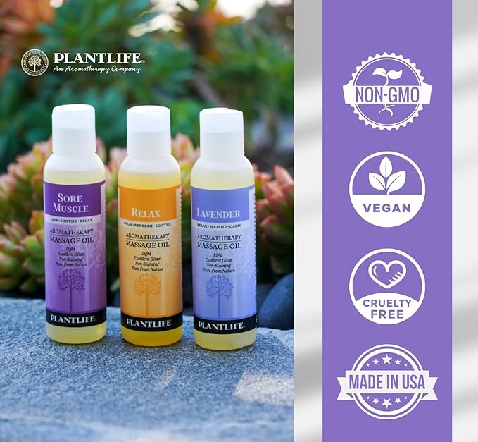 Plantlife Balance Massage Oil - Absorbs Deeply into The Skin and is Circulated Throughout, Providing Optimum Benefit to The Mind and Body - Made in California 4 oz