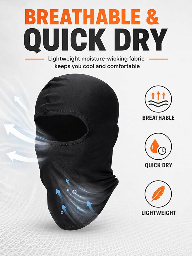 SATINIOR 6 Pcs Ski Mask Cover Balaclava Full Face Mask Summer Face Cover UV Windproof Balaclava for Men Women Outdoor Sports