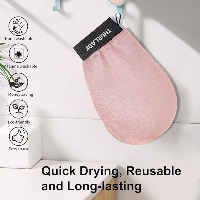 Exfoliating Glove, Korean Exfoliating Mitt Body Scrubber Exfoliator, 3 Pack Viscose Fiber Bath Shower Scrub Gloves, Dead Skin Remover for Body, Smoother Skin and Self-Tan Removal & Prep
