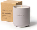 Craft & Kin Scented Candles - Dark Rose & Amber Holiday Candles | 10oz Soy Blend with Cotton Wick | Long-Lasting, 40-Hour Burn | Ceramic Jar, Perfect & Winter Home Scent