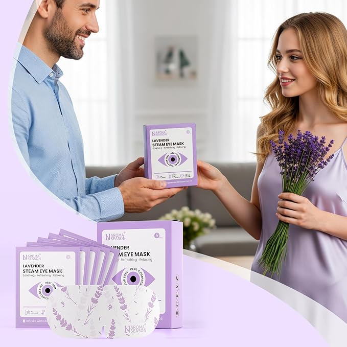 Aroma Season Steam Eye Mask, 5 Packs Unscented Self Heating Heated Eye Mask for Sleep, Warm Compress for Dry Eyes, Travel Essentials & Relaxation Gifts for Women Dry Stye Eye Treatment Spa (Lavender)