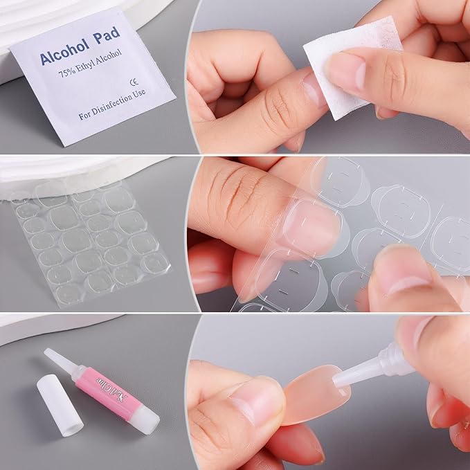 SUTOKAKA 20Pcs Press On Nail Tools Kit, Disposable 5-in-1 Nail Prep Application Manicure Set with Nail Files, Nail Glue, Prep Pads, Adhesive Nail Tabs & Wood Stick for Home Salon Supplies