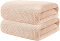 2 Pack Bath Towel Set, Lightweight Waffle Bath Towel Set, Microfiber Super Soft Highly Absorbent, Sturdy Quick Drying Towels for Bathroom, Gym, SPA, Yoga (2 Piece 27" x 55", Coffe)