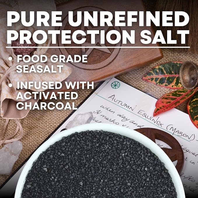 Black Salt for Protection Rituals & Wiccan Spells, Handcrafted Negative Energy Protection Crystals for Witchcraft, 2 Oz Bag, Witches & Wiccan Witchcraft Supplies