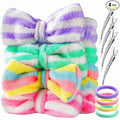 YGDZ Spa Headband, Spa Gifts for Women, Skincare Headband for Washing Face, Makeup, Bow Headbands for Skincare, Face Wash Head Band Set for Teen Girl, Christmas Stuffer Gifts (Striped)