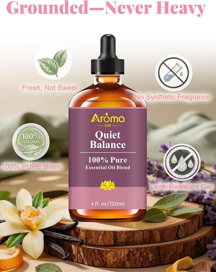 Quiet Balance — A 100% Pure Essential Oil Blend Grounded Woods-and-Resin Blend that Helps Your Space Feel Still, Centered, and Quietly Calm