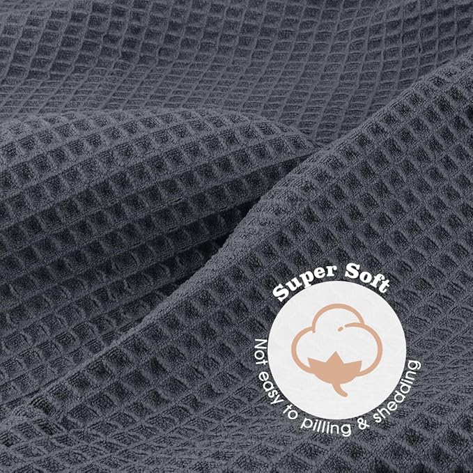 GLIMGLINT 2 Pack Microfiber Hair Towel Wrap for Women Long, Curly Hair, Super Soft Hair Drying Towel, Fast Drying Waffle Hair Towel Wrap with Elastic Strap 40"X26.5" (Grey/Brown)
