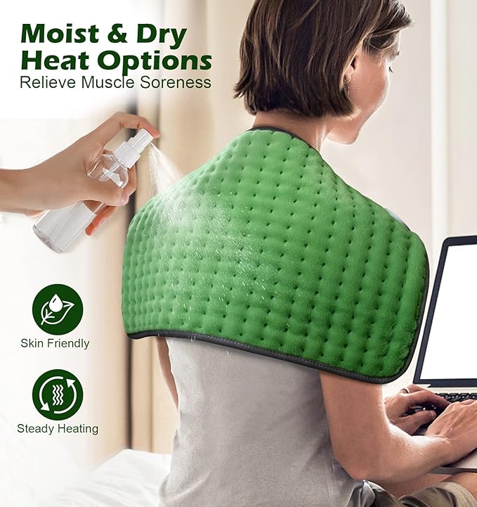 Heating pad for Back Pain Relief, Heating Pads for Neck, Shoulder, Fathers Mothers Day Gifts for Women, Men, Dad, Mom, Auto-Off,Machine Washable, Moist Dry Heat Options, Extra Large 12"x24"