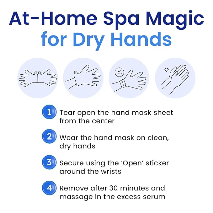 Repairing Hand Mask for Dry Cracked Hands, Hand Masks with Coconut, Shea Butter, Jojoba Oil & Vitamin E, Moisturizing Gloves, Skin Care Gifts for Women & Men, Self Care Gifts for Women (2 Pairs)