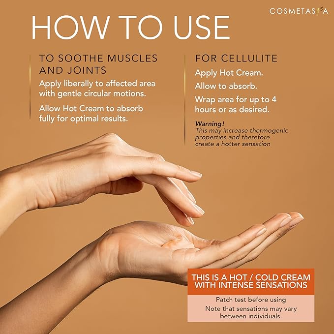 Cosmetasa Hot Cream for Belly - 87% Organic Cellulite Cream - Natural Sweat Cream Massage Gel - for Stomach, Abdomen, Sore Joints, Muscles, Workout (16.9 oz)