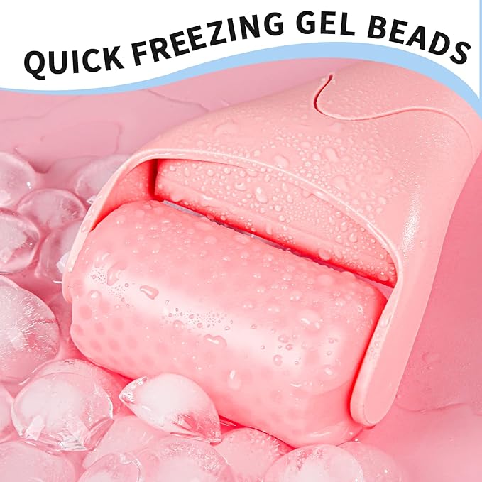 Teenitor Pink Ice Roller for Face, Ice Face Roller, Eye Roller for Puffy Eyes, Facial Roller Spa Self Care Tools for Women