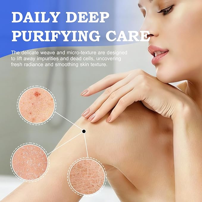 African Net Sponge - Deep Exfoliating Body Scrubber - Ultra Long African Net Sponge Reaches All Back Areas, Gently Buffs Away Dry Flaky Skin for a Renewed Feel, Home Spa Experience（Purple）