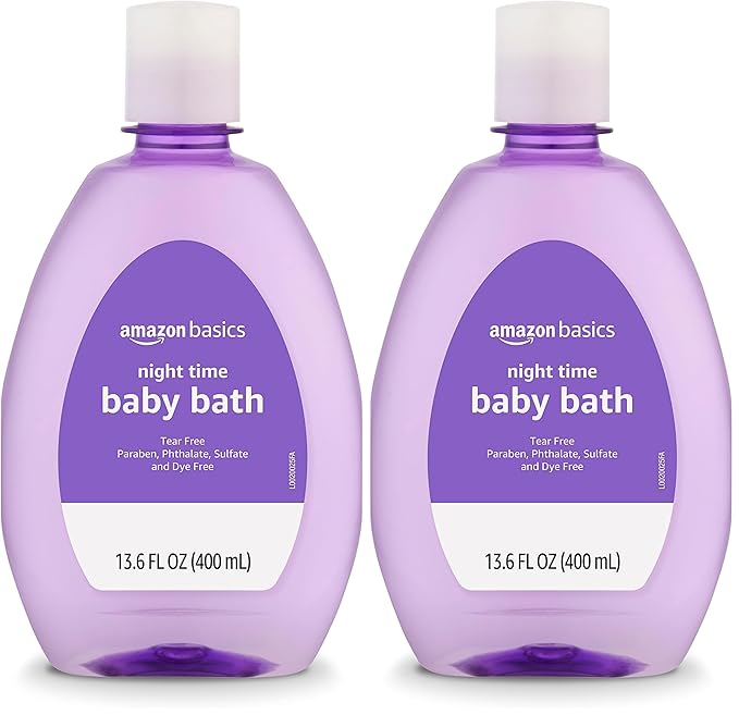 Amazon Basics Tear-Free Night-Time Baby Bath, Soothing, Lightly Scented, 13.6 Fl Oz, (Previously Solimo) (Pack of 2)