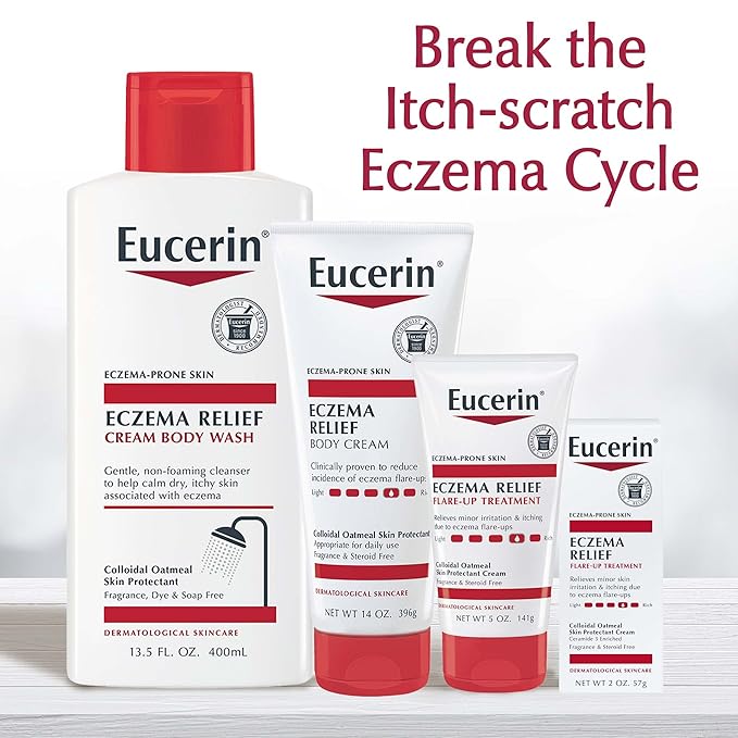Eucerin Eczema Relief Cream, Full Body Lotion, Moisturizing Eczema Cream with Colloidal Oatmeal, Mothers Day Gifts, 8 Oz Tube