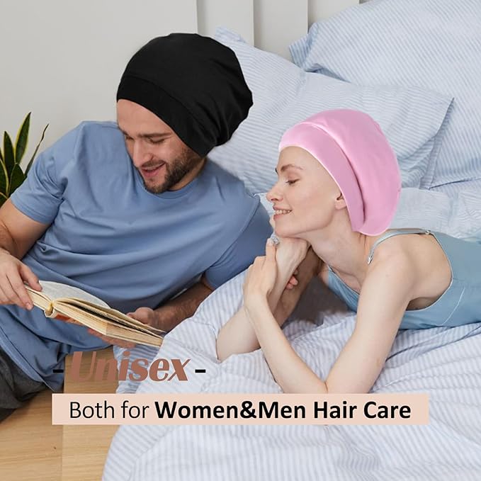 Satin Bonnet Silk Lined Sleep Cap- Adjustable Hair Cover for Women Men Frizzy Hair Night Cap Patients Care Caramel