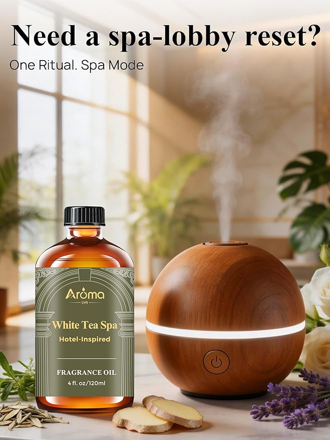 White Tea Spa — A Hotel-Inspired Diffuser Oil, Hotel Diffuser Oil for Diffuser for Home Fragrance Oil for Ultrasonic and Waterless Diffusers and Crafting