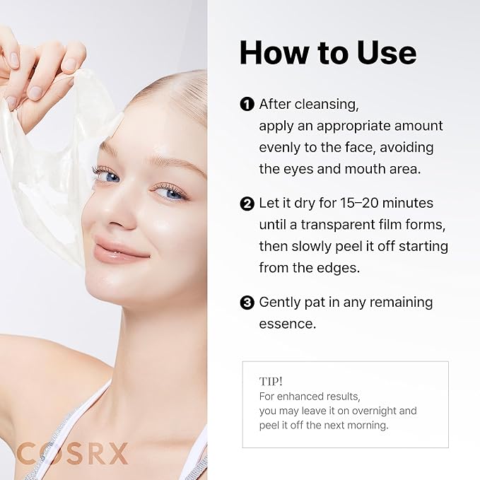 COSRX PDRN EXOSOME Glaze Wrapping Mask with SALMON DNA PDRN, Instant Glow, Easy Peel-Off Overnight Mask for Glass Skin, Firmness, Elasticity & Skin Texture Care, Mothers day gifts Korean Skin Care