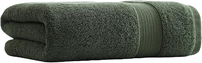 27x55 Bath Towel 100 Percent Cotton 650GSM Luxury Super Soft Absorbent Bathroom Towel (Olive Green,Pack of 1)