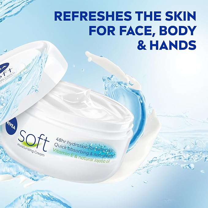 NIVEA Soft Refreshingly Soft Moisturizing Cream, Lightweight Body Moisturizer for Face, Body and Hands, Mothers Day Gifts, 16 Oz Jar