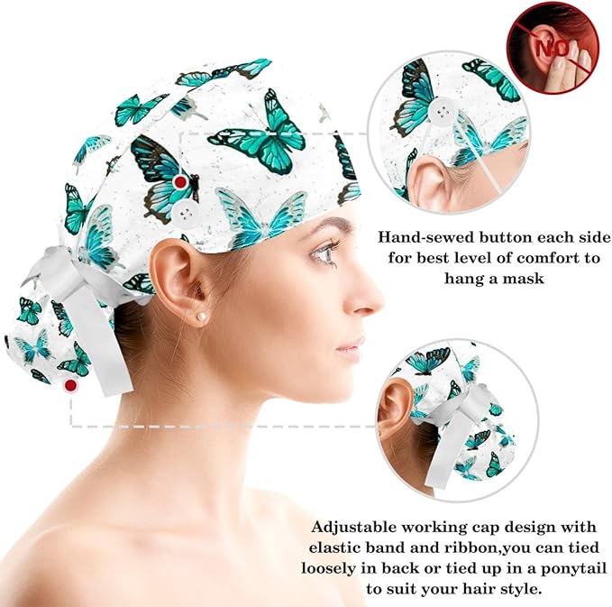 Women's Working Caps with Scrunchies Tarot Pattern Background Lace-Up Hat Unisex Hair Covers One Size