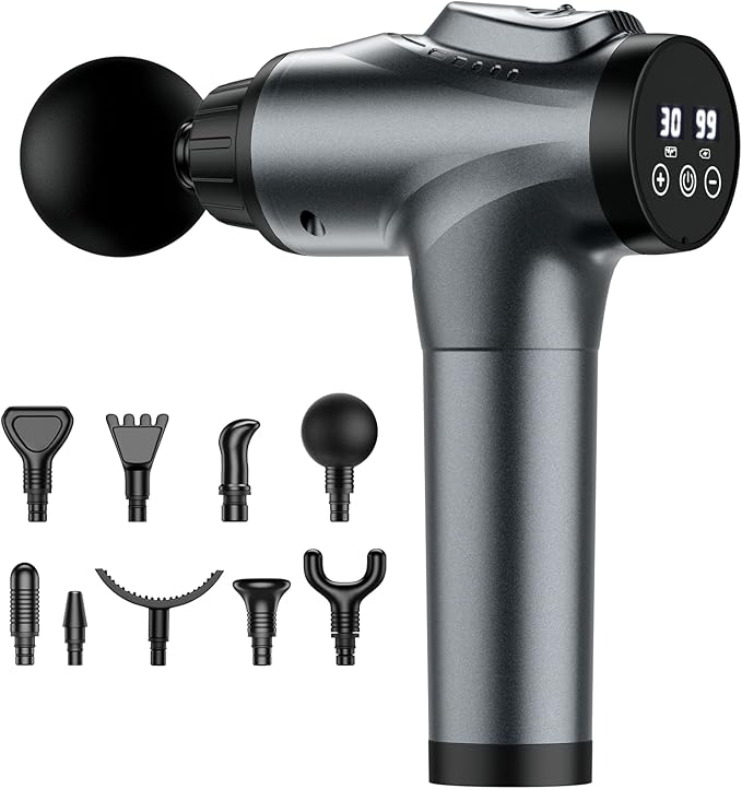 APHERMA Massage Gun, Muscle Massage Gun for Athletes Handheld Electric Deep Tissue Back Massager, Percussion Massage Device for Pain Relief with 30 Speed Levels 9 Heads
