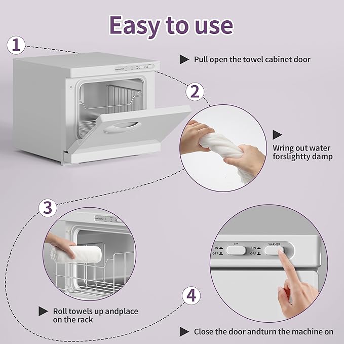 Towel Warmer, 8L Hot Towel Warmers for Facials, Salon Towel Warmers for Spa and Home,Barbershop, Esthetician.(White)