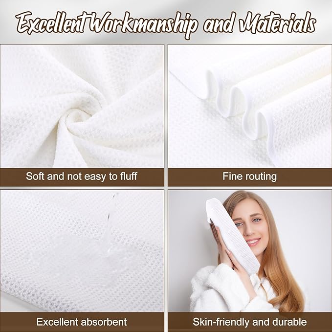 SmoothNovelty 12 Pack Microfiber Bath Towels Bulk 27'' x 60'' Oversized Beach Towel Highly Absorbent Extra Large Soft Drying for Shower Pool Salon Sauna Bathroom Gym Party (Square,White)