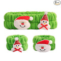PERFECTSIGHT 2 Pack Cute Animal Headbands for Makeup Wash Shower Adjustable Elastic Hair Band for Girls and Women (Green Christmas)