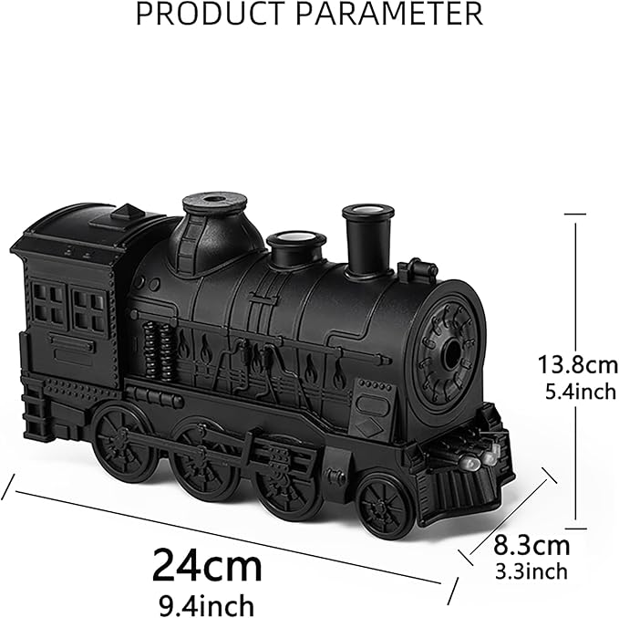 Retro Train Aromatherapy Diffuser 300ML Ultrasonic Cool Mist Humidifier with LED Night Light, Remote Control, Timer, 2 Mist Modes for Home Bedroom Office