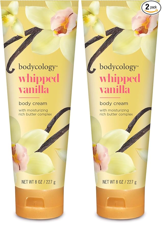 Bodycology Shea Butter Body Cream, Whipped Vanilla, 8 oz (Pack of 2)
