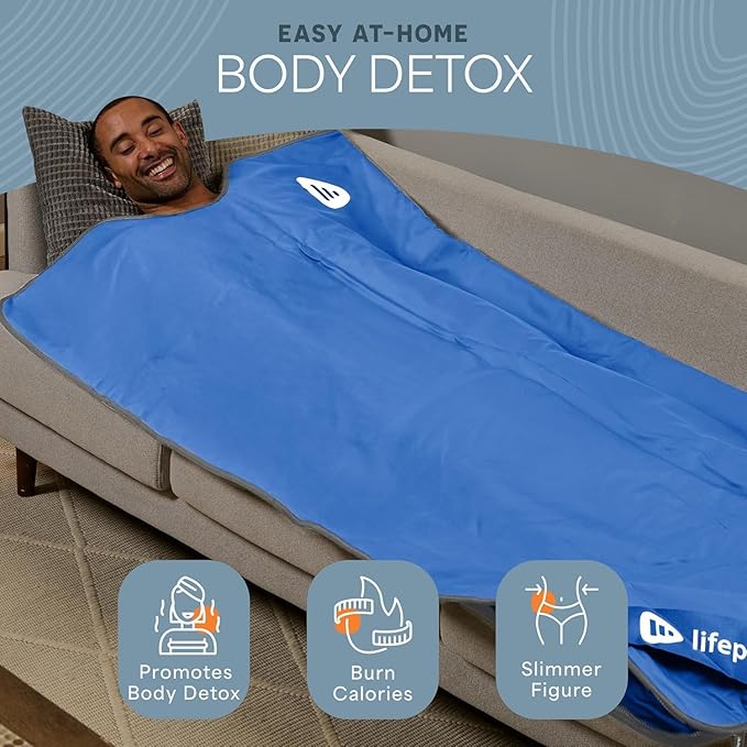 LifePro RejuvaWrap Infrared Sauna Blanket for Detox & Relaxation – Low EMF Carbon Fiber Heating, 9 Temp Levels, 5 Colors – Portable Sauna Blanket Infrared with Waterproof Interior & Carry Bag