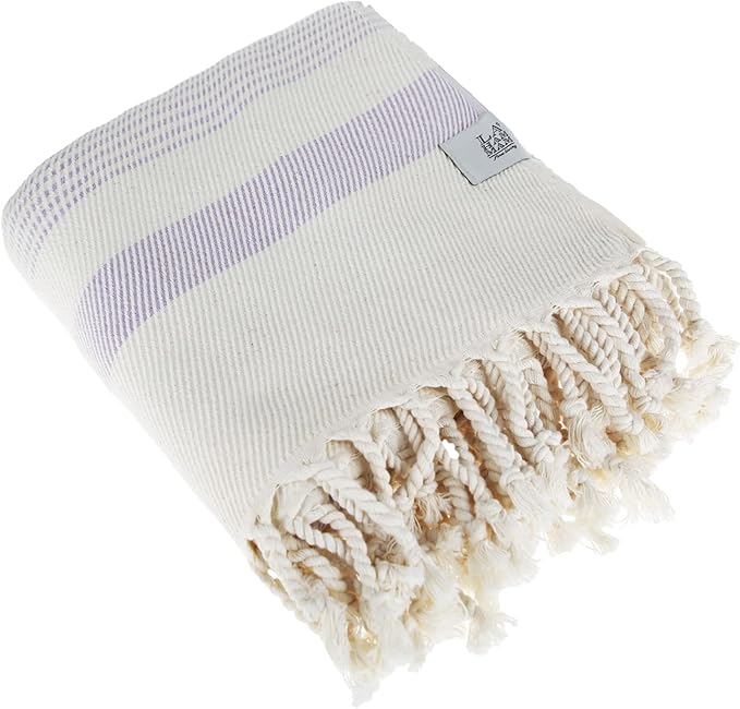 Personalized Embroidered Beach Towel | Throw Blanket, Easy Carry, Sand Free, Highly Absorbent, Quick Dry, Turkish Towels for Travel Camping Bath Sauna Beach Gym Pool Yoga SPA by Lahammam, Ege, Lilac