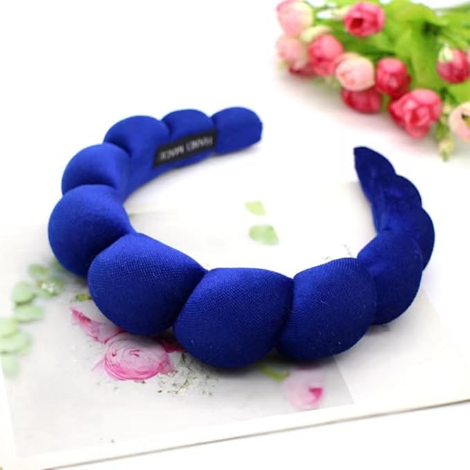 Fashion Headbands for Women Padded Fabric Hair Bands Wide Velvet Non Slip Headband Hair Accessories for Women Girls (Royal Blue)