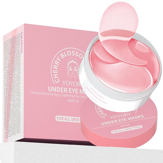 Under Eye Patches Masks - Eye Patch for for Dark Circles and Fine Lines,Puffy Eyes, Wrinkles, Eye Bags Treatment with Collagen and Hyaluronic Acid, Moisturizing and Hydrating Pink(60 Pcs)