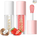 LANGMANNI Lip Oil,No-Sticky Gloss Lip Balm Lip Care,Fruit Flavoured Lip Oil For Dry Lip's Moisturizing Hydrating And Nourishing (Strawberry+Coco)