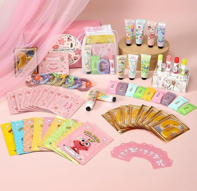 90PCS Spa Party Supplies for Girls,Spa Skincare Sets Party Favors Include Face Masks,Lip Mask,Skin Care For Teens 10-12,Bulk Birthday Gifts for Women & Girls,Mothers Day,Teacher Appreciation Gifts
