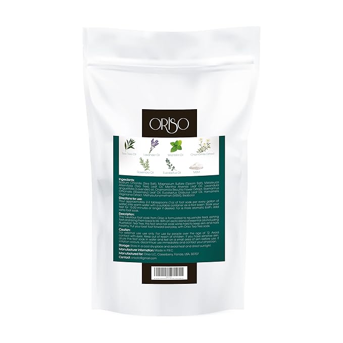 Tea Tree Oil Foot Soak - Pedicure Supplies with Epsom Salts and Lavender - Athletes Foot Treatment for Cracked and Dry Feet - Stubborn Foot Odor - Softens Calluses - Better Toe Nail Health - 16 Oz