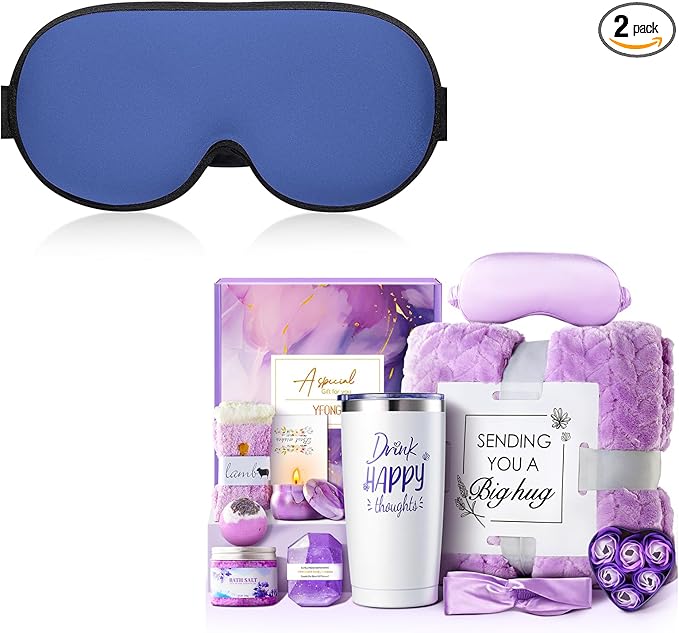 YFONG Weighted Sleep Mask, Women Men 3D Eye Mask Blocking Lights Sleeping Mask and 12 Pcs Gifts for Women