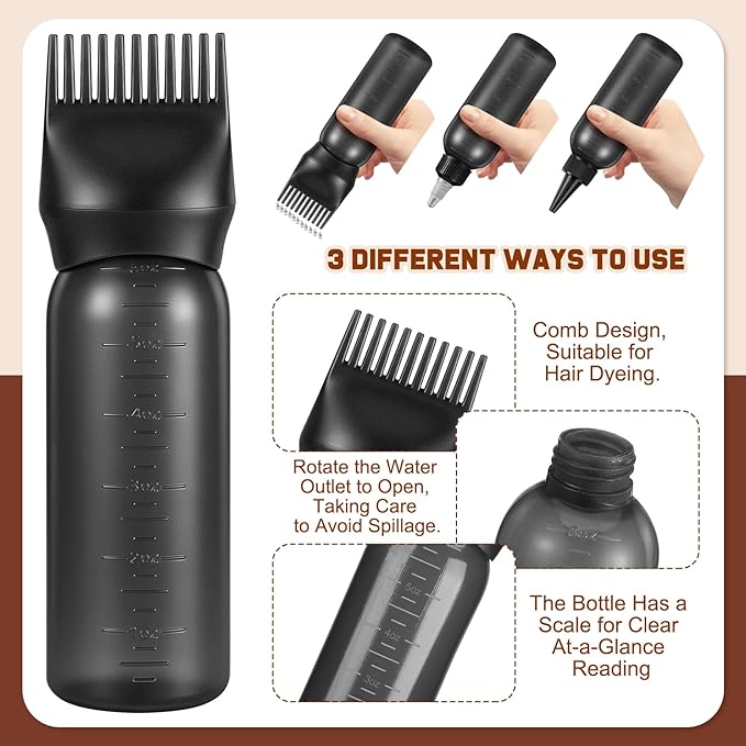ProSuites 6 in 1 Set Wooden Head Scalp Massager Comb Tool Hair Gua Sha Comb with 6 OZ Hair Oil Applicator Bottle Spray Bottle for Relaxation
